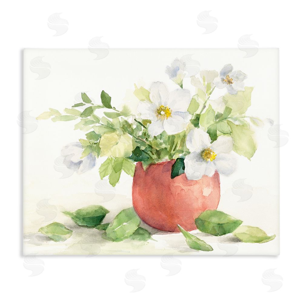 Lanie Loreth White Anemones in Copper Vase Stretched Canvas Wall Art Print
