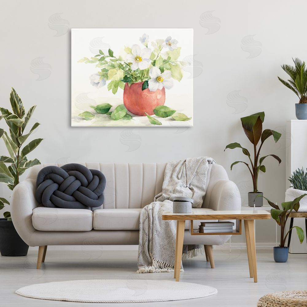 Lanie Loreth White Anemones in Copper Vase Stretched Canvas Wall Art in Room