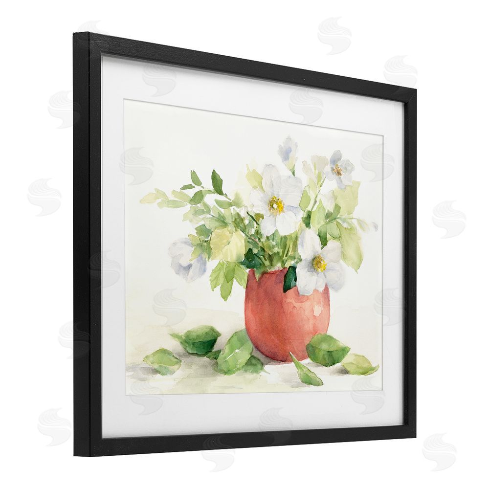Lanie Loreth White Anemones in Copper Vase Black Framed Print Under Glass Wall Art