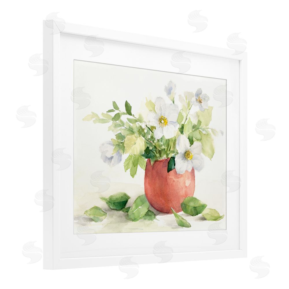Lanie Loreth White Anemones in Copper Vase White Framed Print Under Glass Wall Art