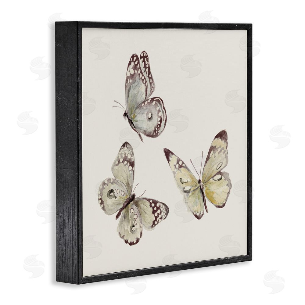 Sundance Graphics Isolated Butterflies on Beige Black Framed Giclee Wall Art Print