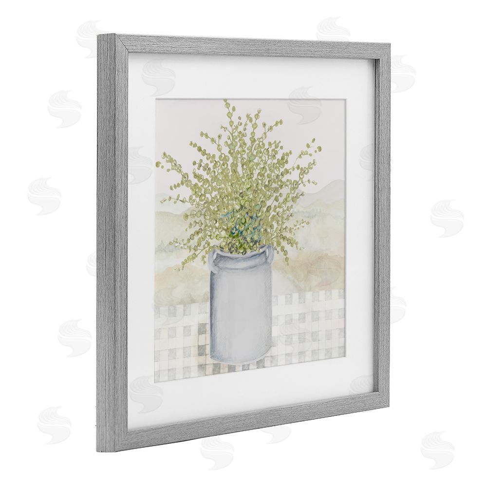 Janice Gaynor Potted Farm Herbs Gray Framed Print Under Glass Wall Art