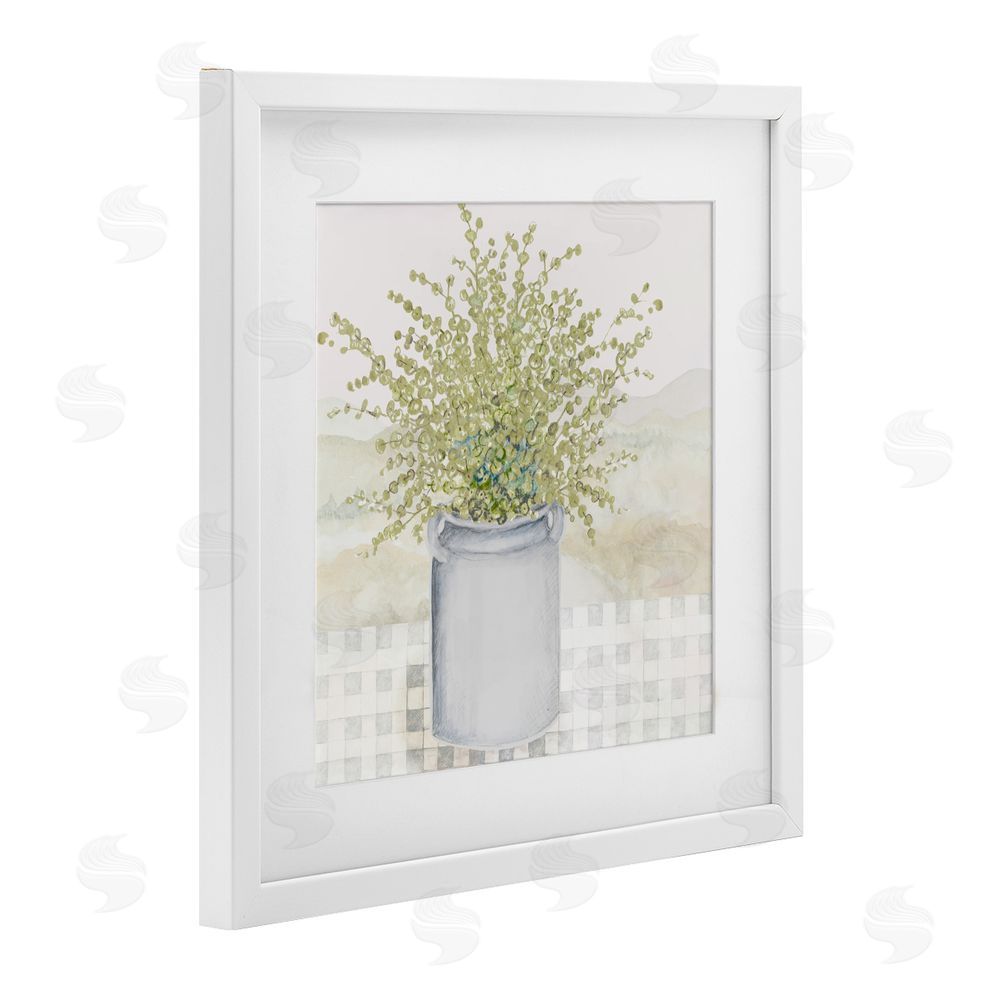 Janice Gaynor Potted Farm Herbs White Framed Print Under Glass Wall Art