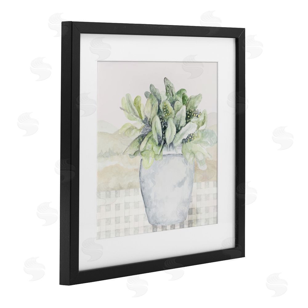 Janice Gaynor Potted Farm Herbs Arrangement Black Framed Print Under Glass Wall Art
