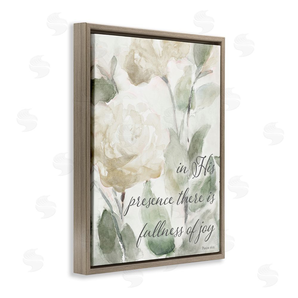 Sundance Graphics His Presence Floral Scripture Brown Floating Frame Canvas Wall Art Print