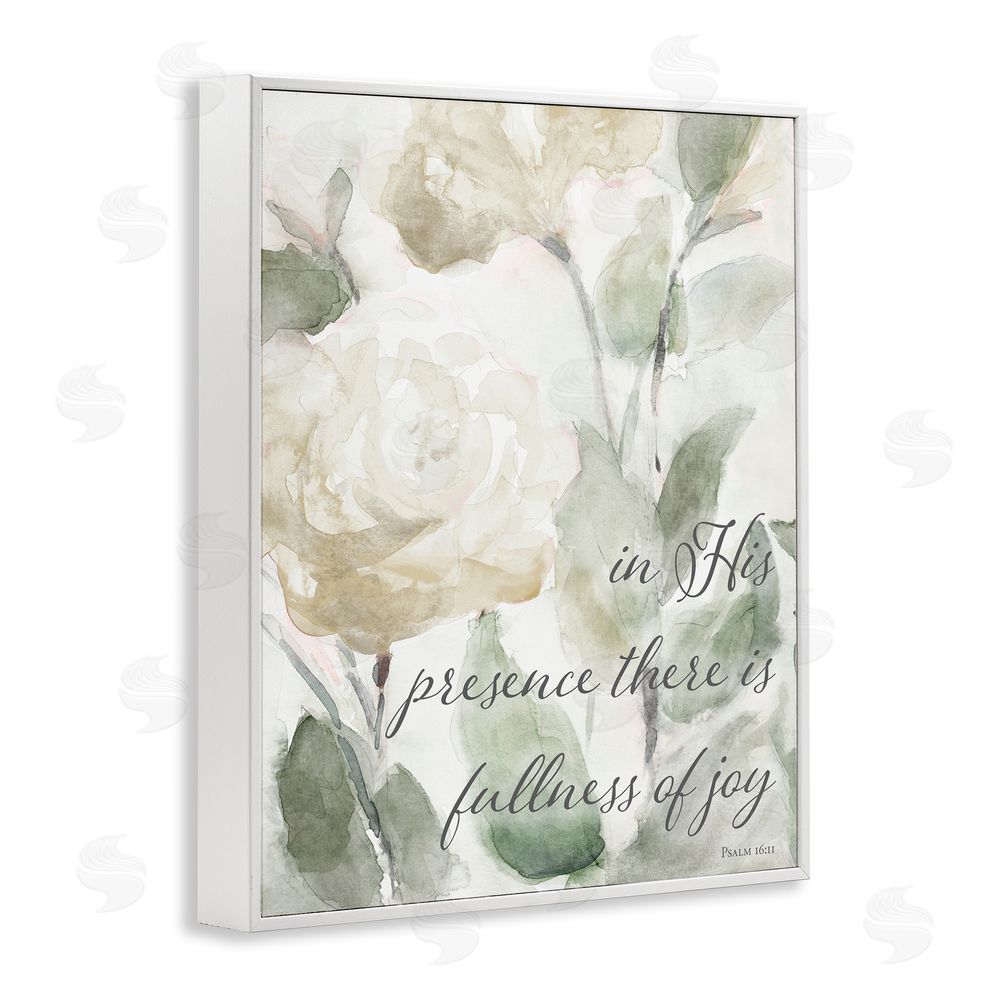Sundance Graphics His Presence Floral Scripture White Framed Giclee Wall Art Print