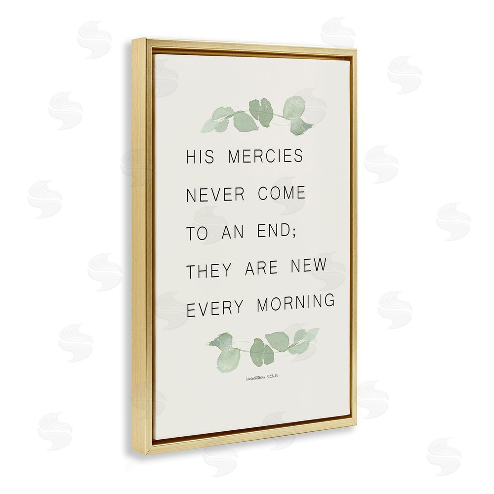 Sundance Graphics Mercies New Every Morning Gold Floating Frame Canvas Wall Art Print
