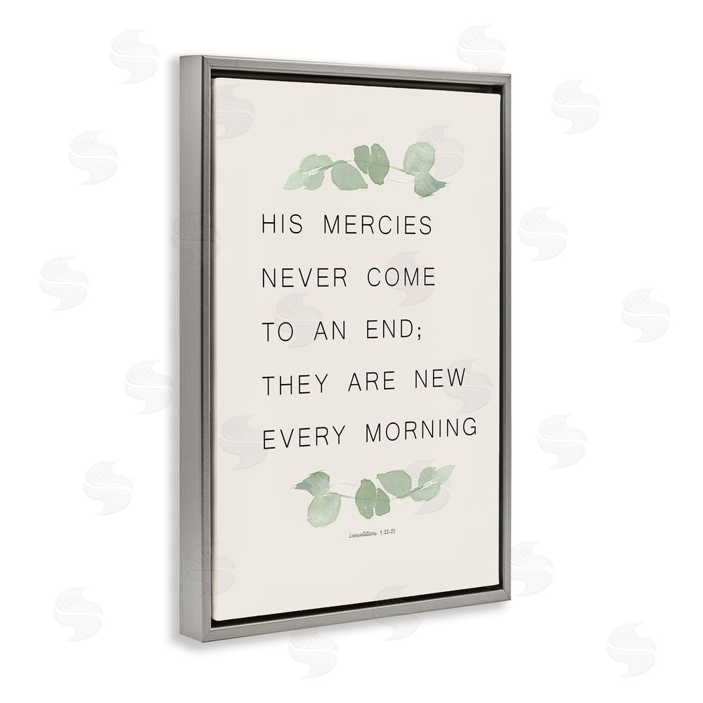 Sundance Graphics Mercies New Every Morning Gray Floating Frame Canvas Wall Art Print