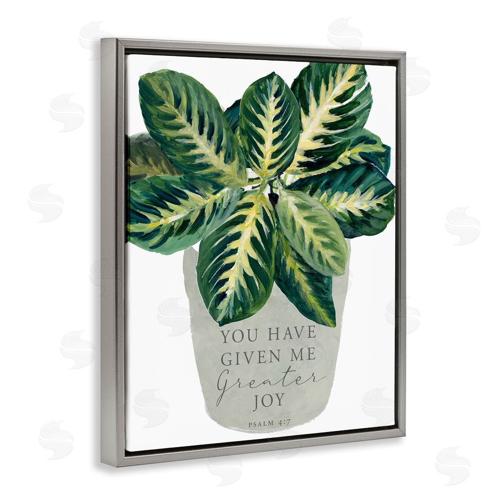 Lanie Loreth Prayer & House Plant Gray Floating Frame Canvas Wall Art Print