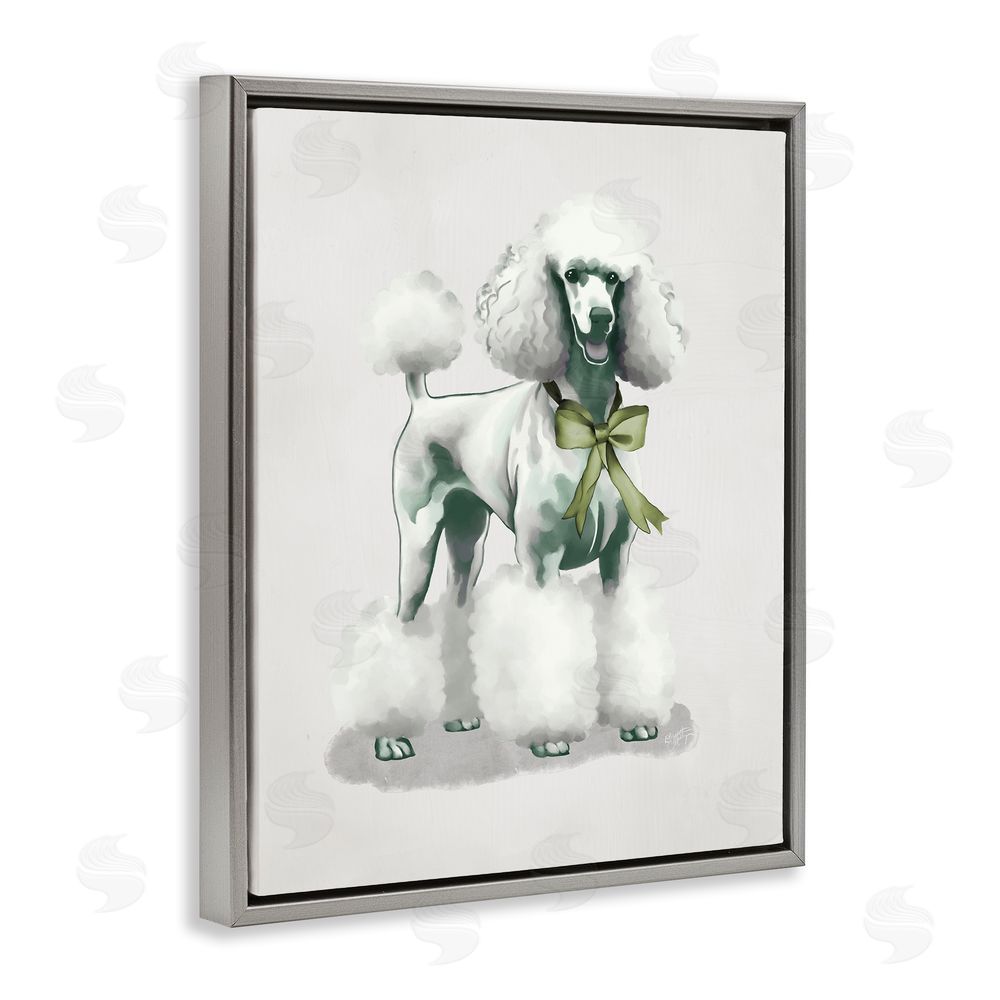 Sundance Graphics Graceful Poodle & Ribbon Gray Floating Frame Canvas Wall Art Print