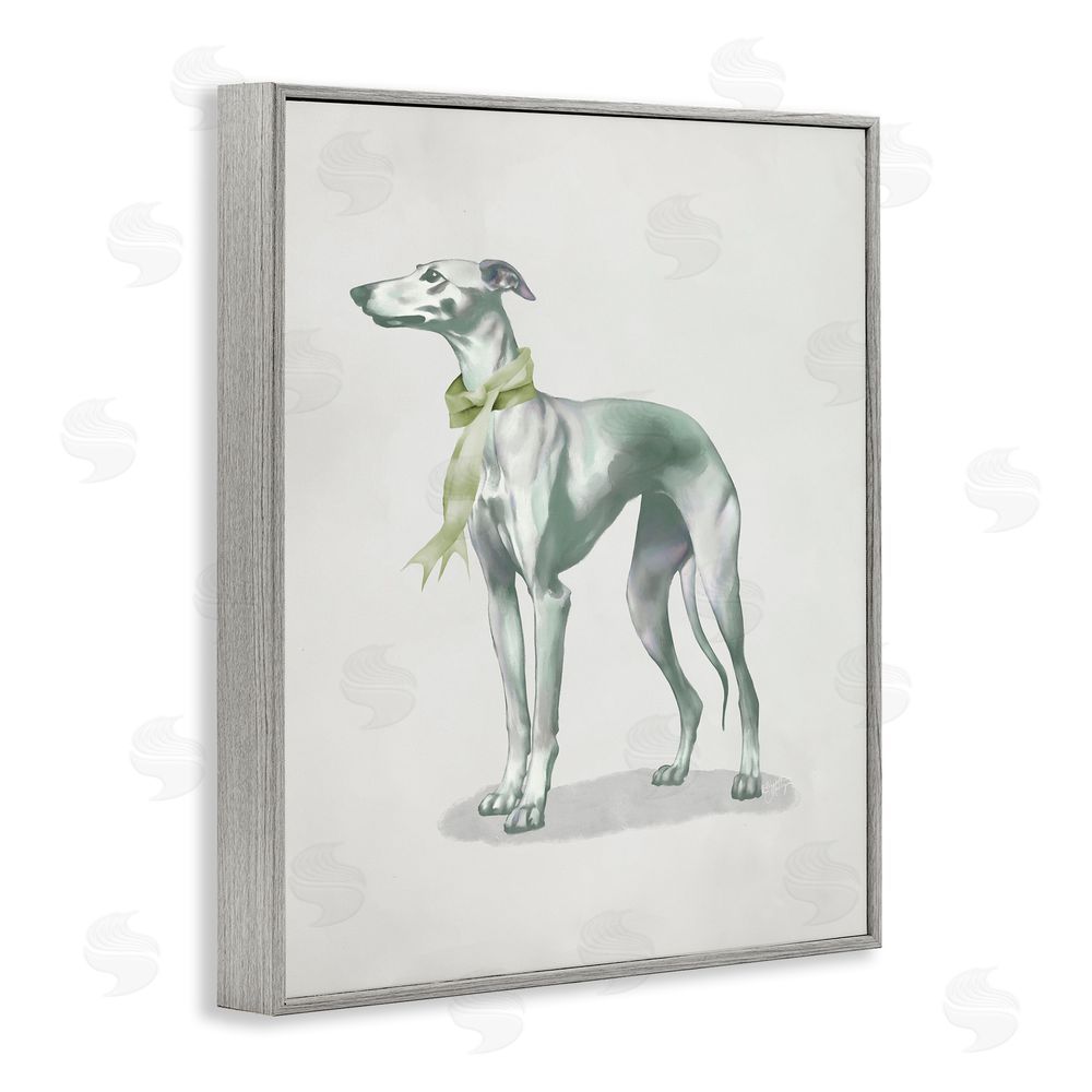 Sundance Graphics Graceful Dog & Ribbon Gray Framed Giclee Wall Art Print