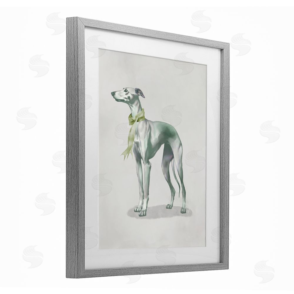 Sundance Graphics Graceful Dog & Ribbon Gray Framed Print Under Glass Wall Art