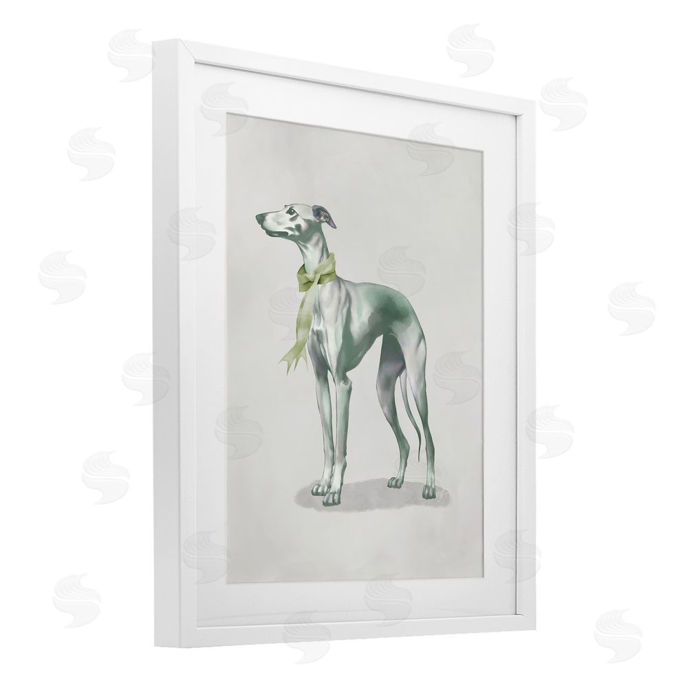 Sundance Graphics Graceful Dog & Ribbon White Framed Print Under Glass Wall Art