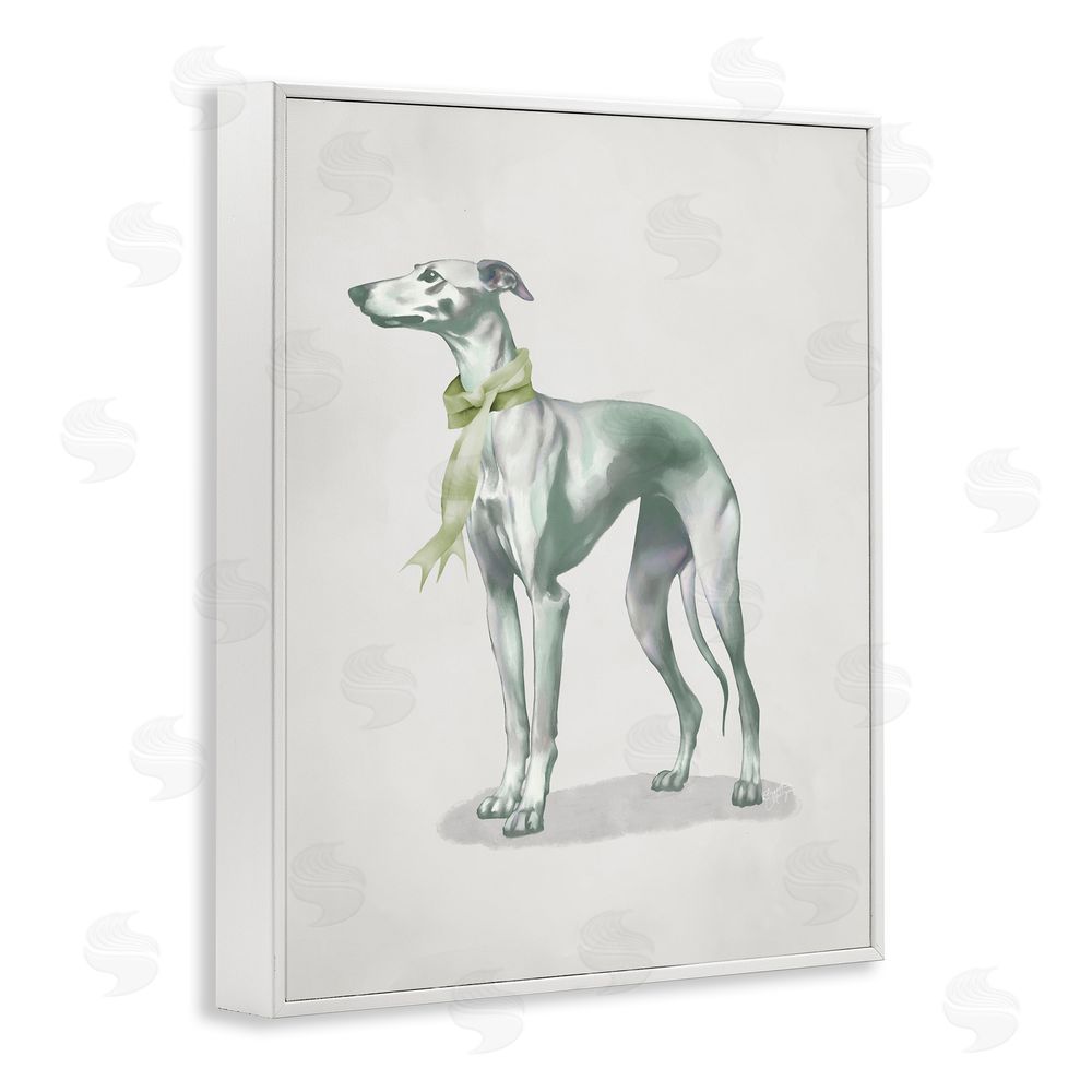 Sundance Graphics Graceful Dog & Ribbon White Framed Giclee Wall Art Print