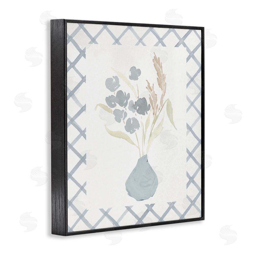 Sundance Graphics Muted Blue Anna Bouquet Black Framed Giclee Wall Art Print