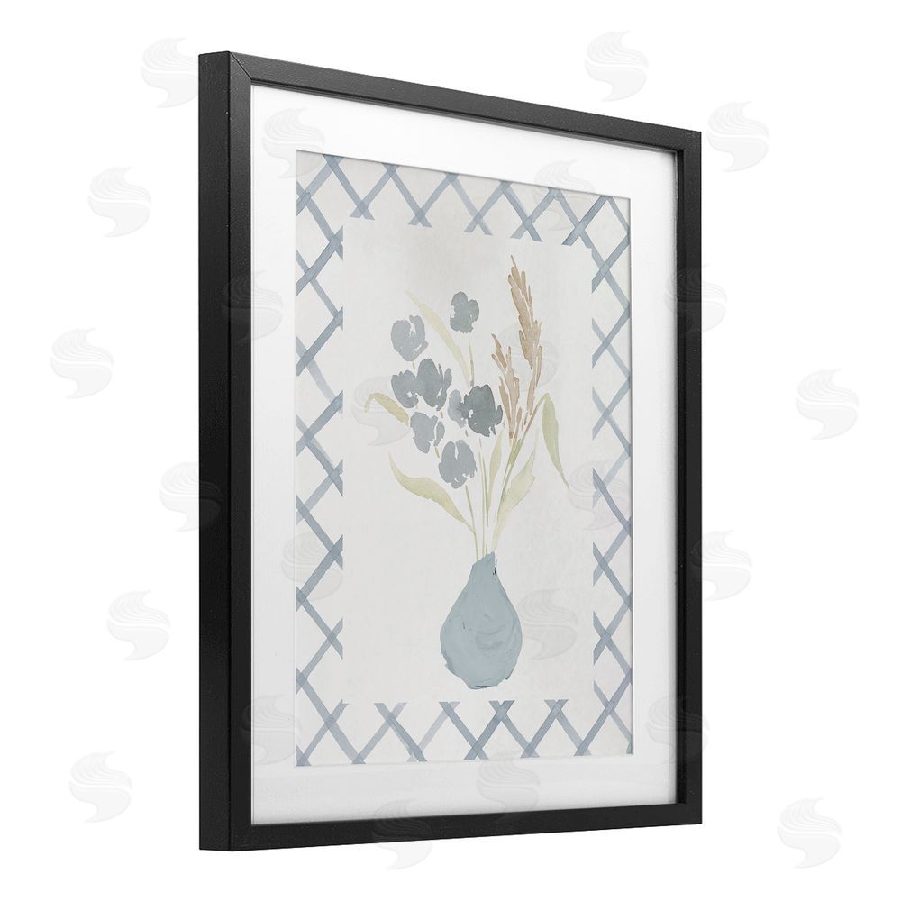 Sundance Graphics Muted Blue Anna Bouquet Black Framed Print Under Glass Wall Art