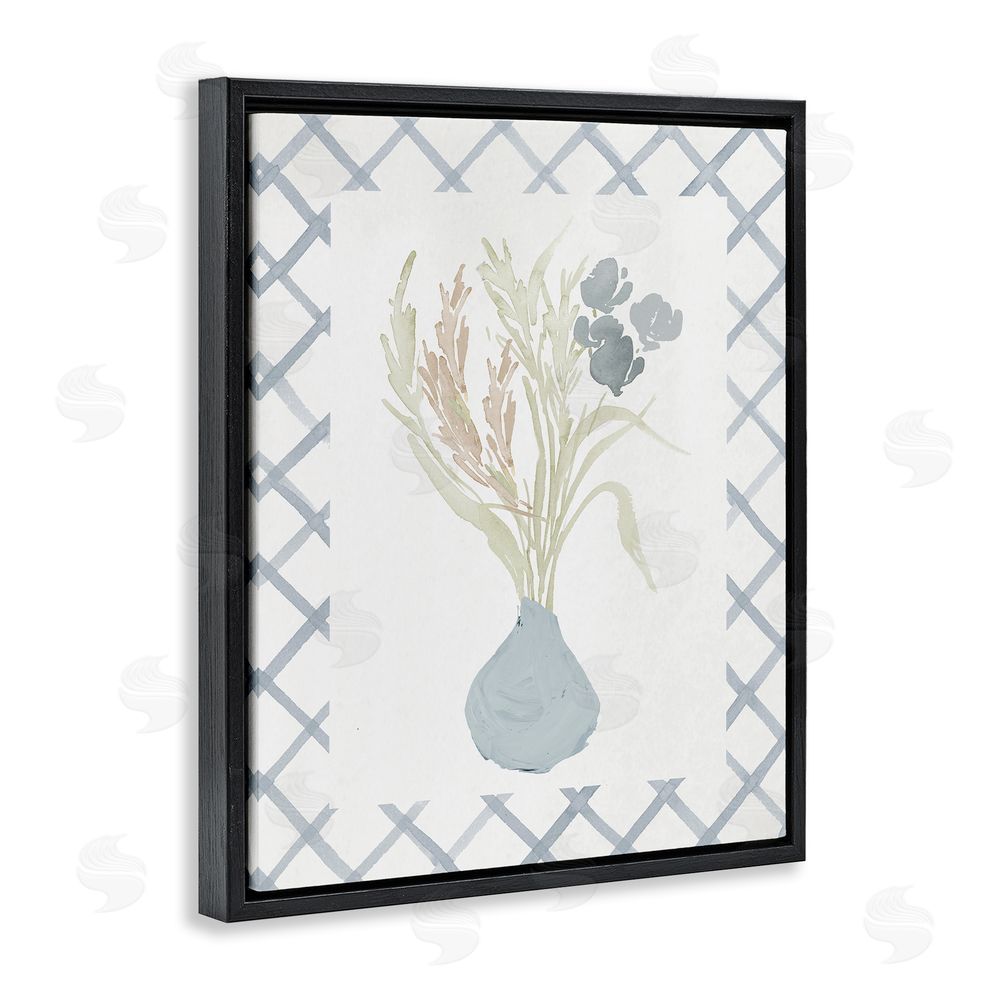 Elizabeth Medley Soft Blue Anna Bouquet Black Floating Frame Canvas Wall Art Print
