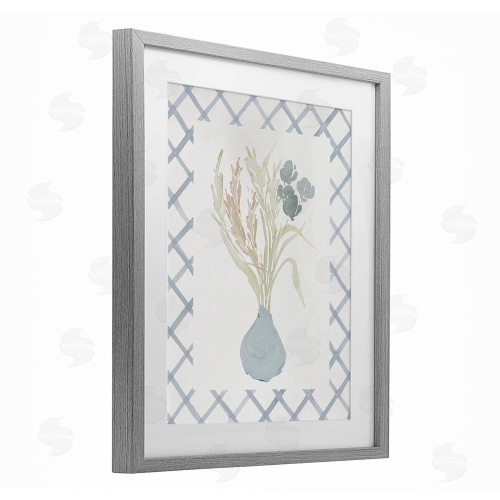 Elizabeth Medley Soft Blue Anna Bouquet Gray Framed Print Under Glass Wall Art