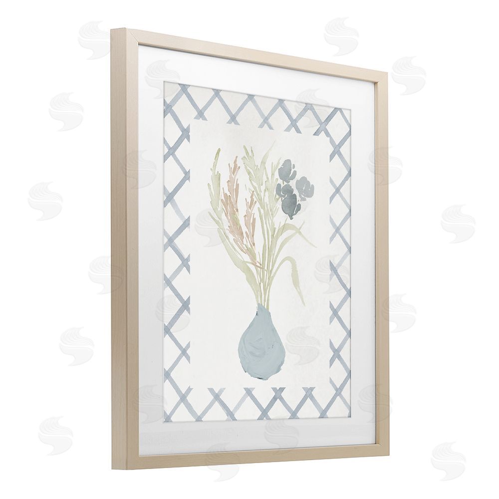 Elizabeth Medley Soft Blue Anna Bouquet Birch Framed Print Under Glass Wall Art