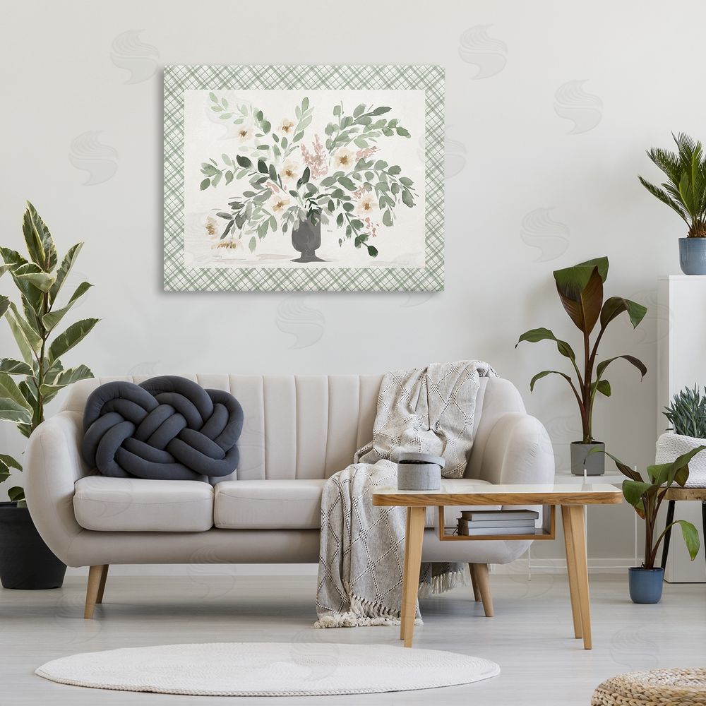 Lucille Price Springtime Bouquet on Plaid Stretched Canvas Wall Art in Room