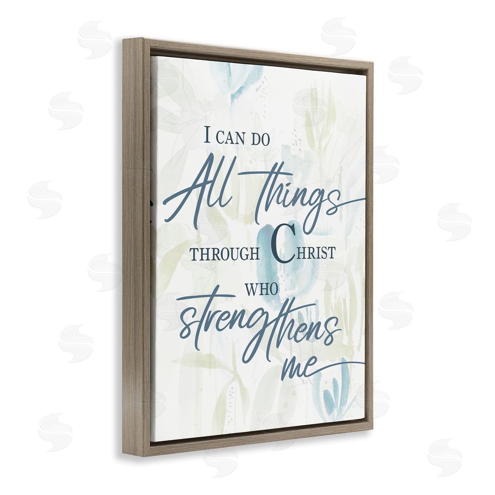 Sundance Graphics All Things Through Christ Brown Floating Frame Canvas Wall Art Print