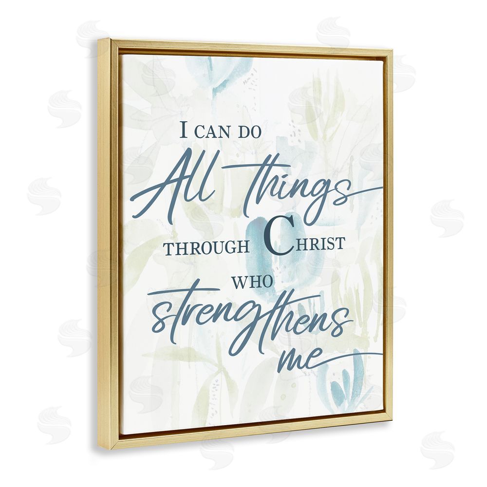 Sundance Graphics All Things Through Christ Gold Floating Frame Canvas Wall Art Print