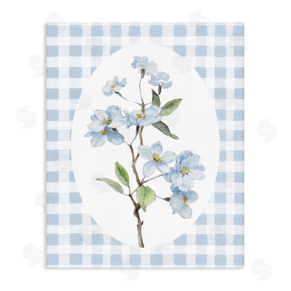 Sundance Graphics Blooms on Blue Checkers Canvas Wall Art Print