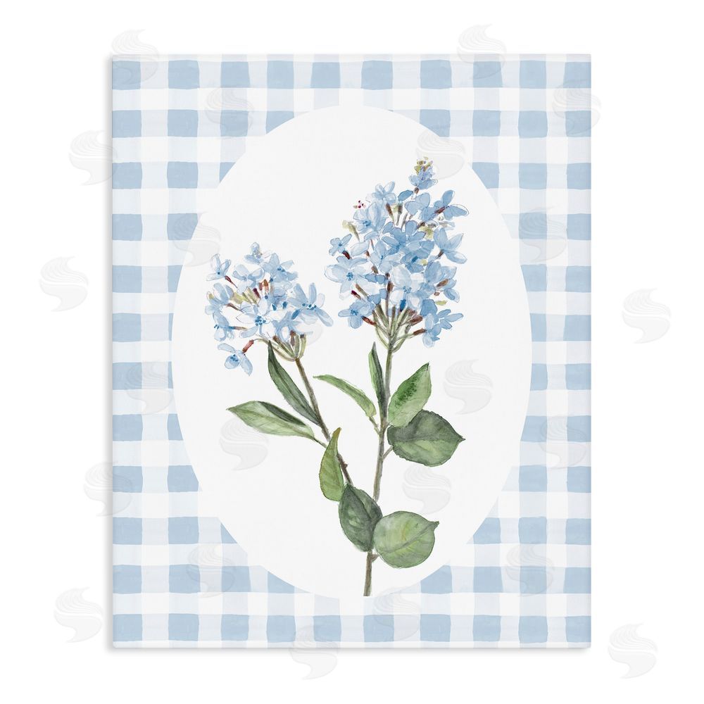Sundance Graphics Blue Checkered Blooms Canvas Wall Art Print