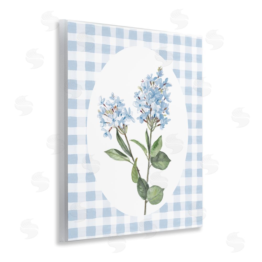 Sundance Graphics Blue Checkered Blooms Wall Plaque Printed Art