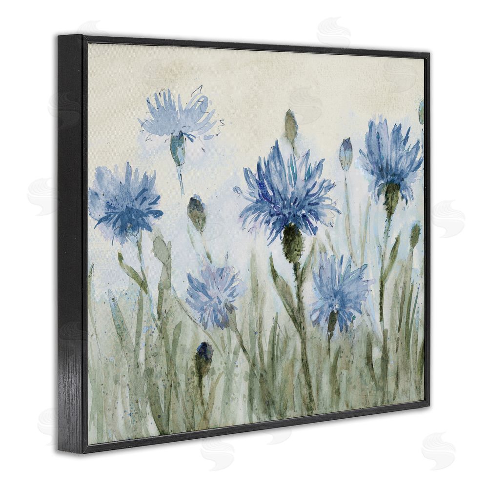 Sundance Graphics Blue Cornflowers Meadow Black Framed Giclee Wall Art Print