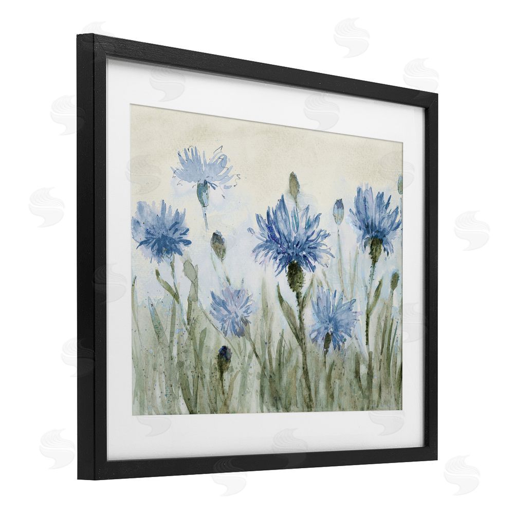 Sundance Graphics Blue Cornflowers Meadow Black Framed Print Under Glass Wall Art