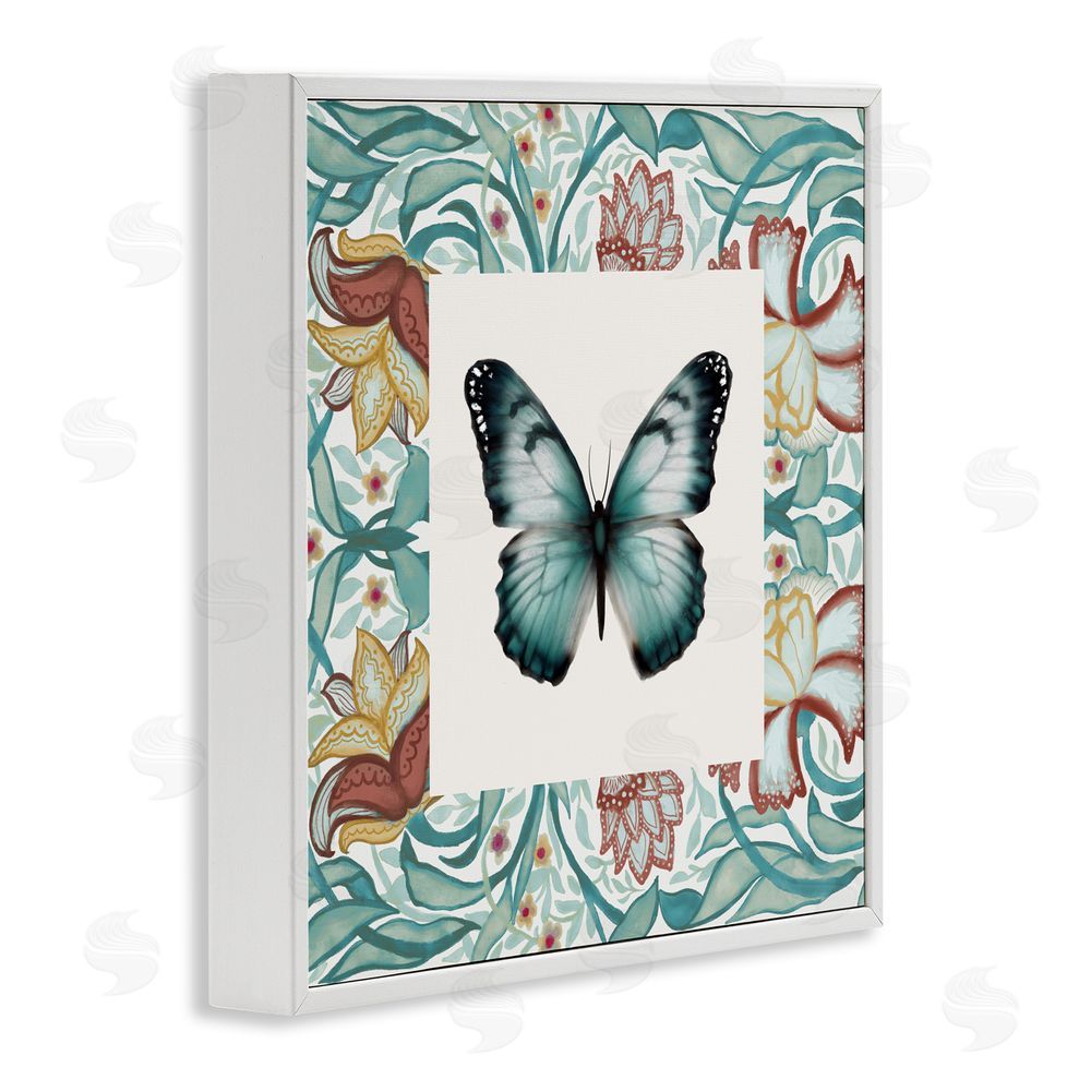 Sundance Graphics Blue Toned Baroque Butterfly White Framed Giclee Wall Art Print