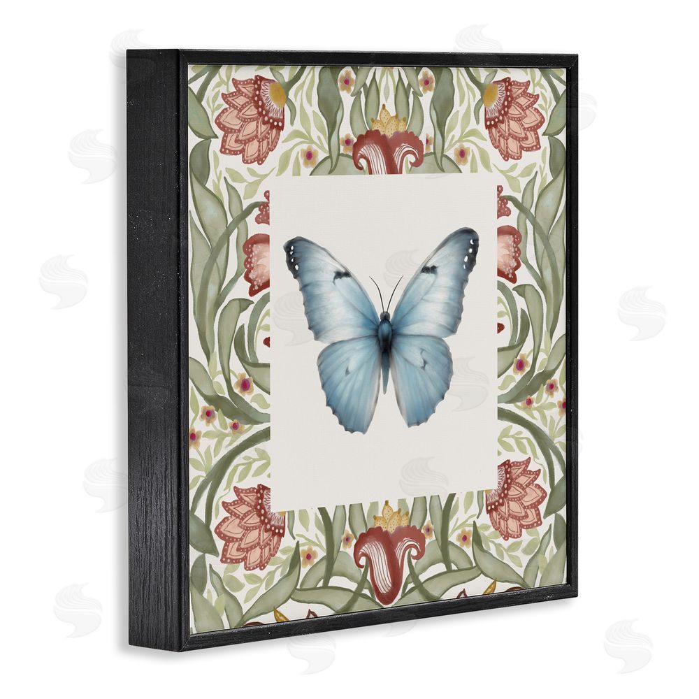 Sundance Graphics Baroque Butterfly Vintage Flowers Black Framed Giclee Wall Art Print