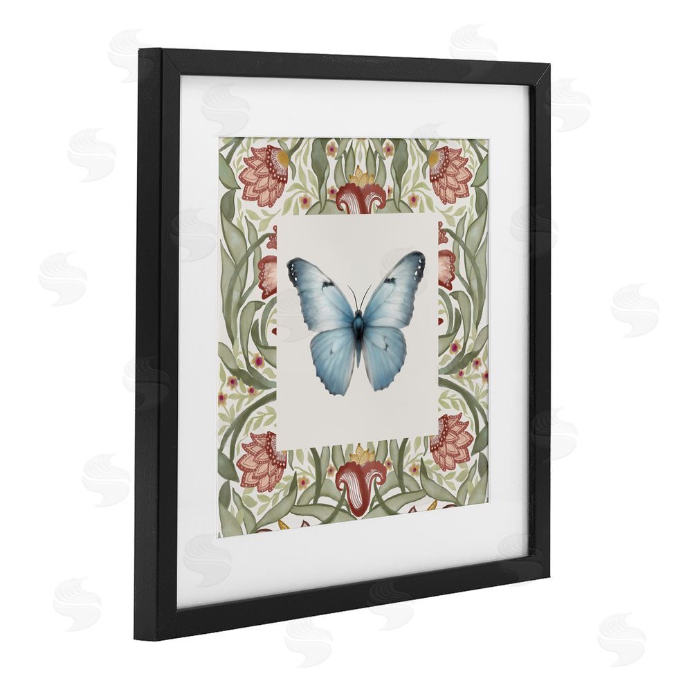 Sundance Graphics Baroque Butterfly Vintage Flowers Black Framed Print Under Glass Wall Art