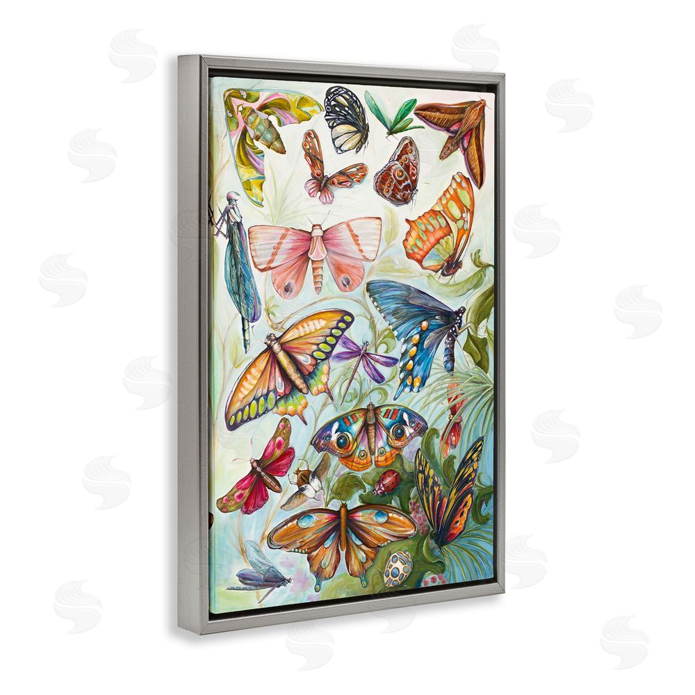 Sundance Graphics Colorful Butterfly Conservatory Gray Floating Frame Canvas Wall Art Print