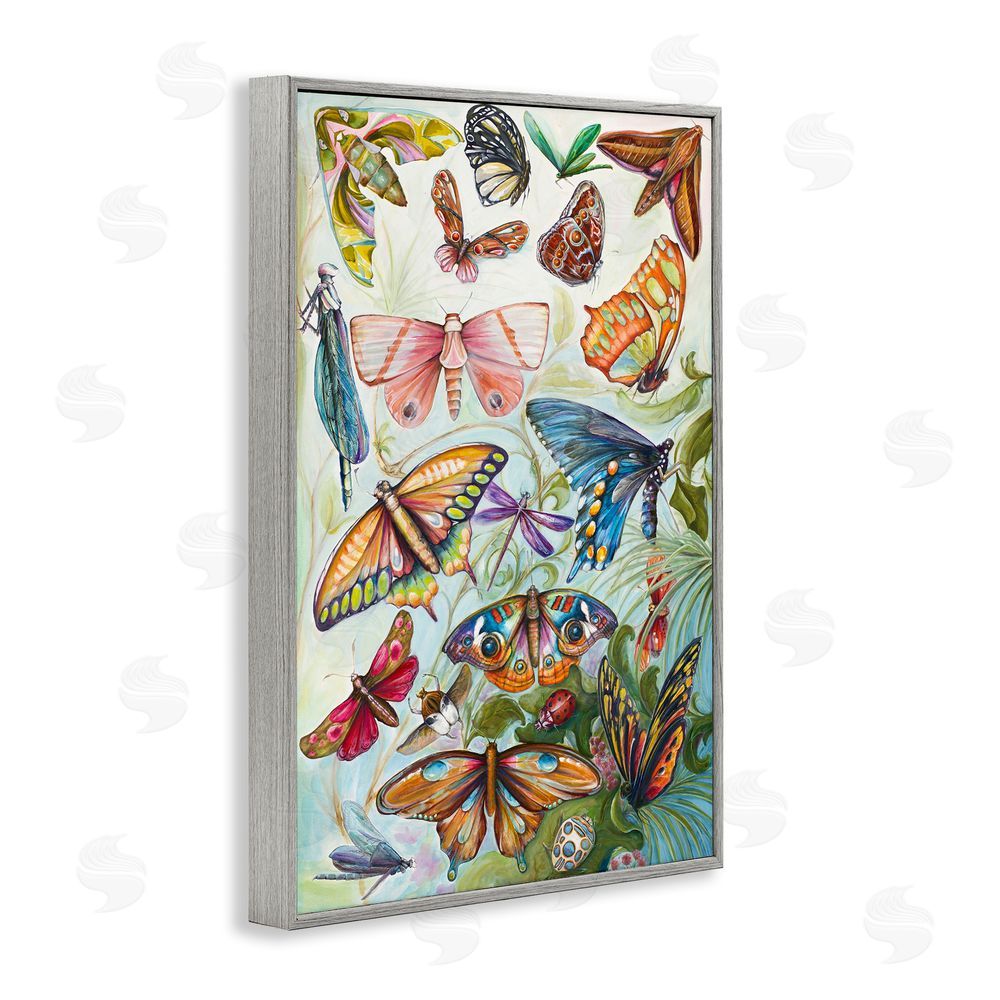 Sundance Graphics Colorful Butterfly Conservatory Gray Framed Giclee Wall Art Print