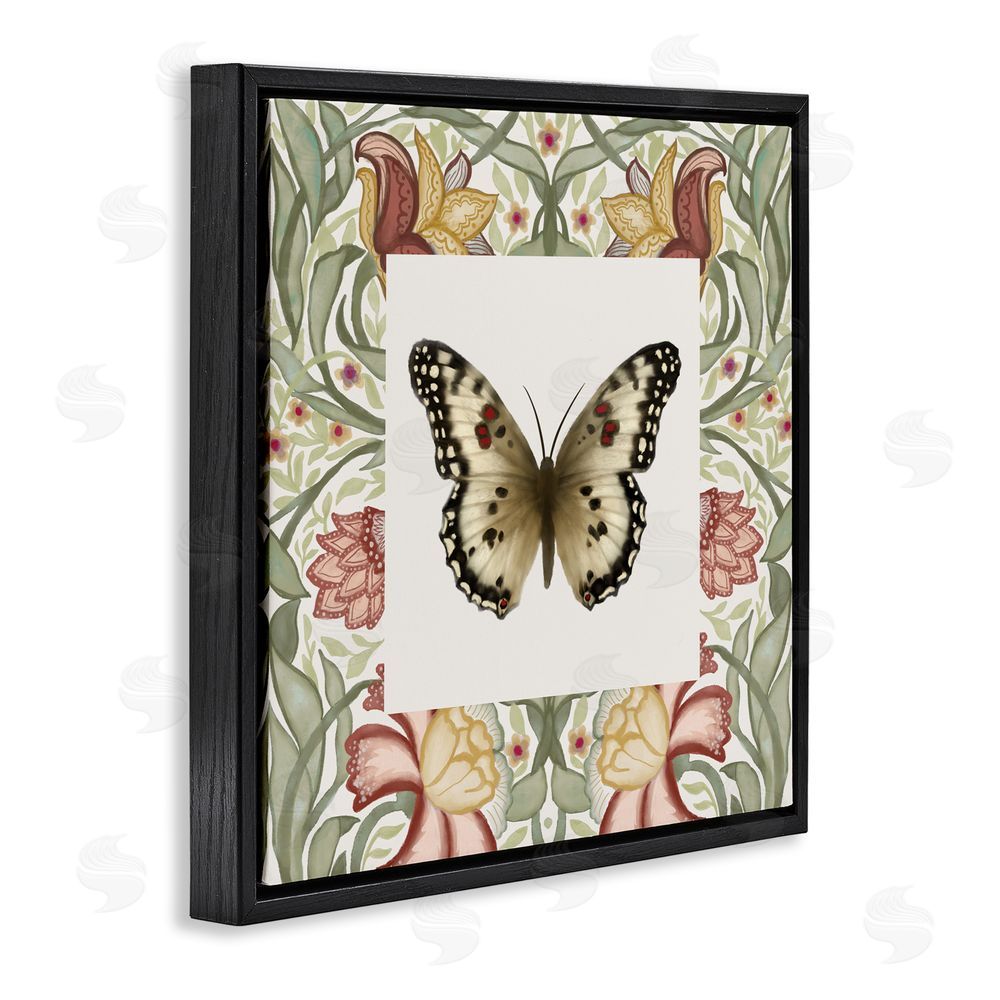 Elizabeth Medley Warm Toned Baroque Butterfly Black Floating Frame Canvas Wall Art Print