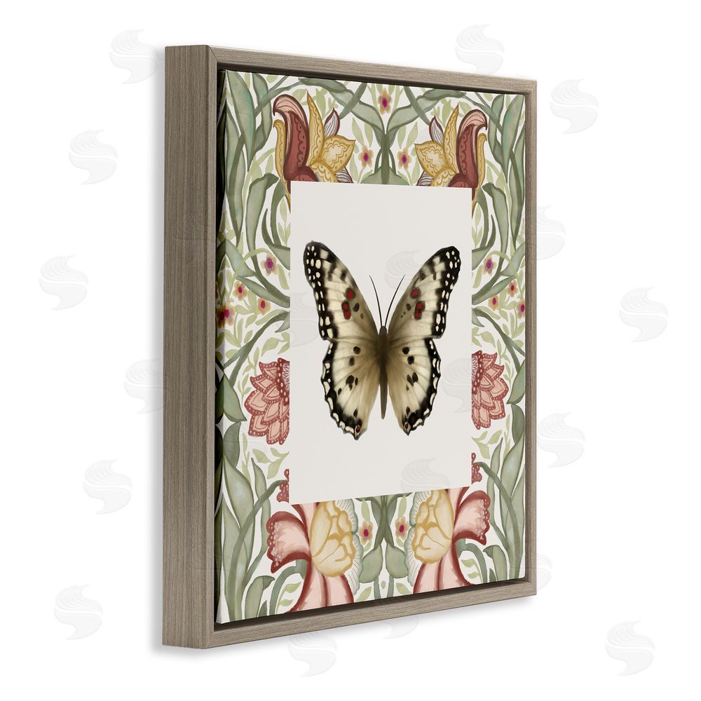 Elizabeth Medley Warm Toned Baroque Butterfly Brown Floating Frame Canvas Wall Art Print