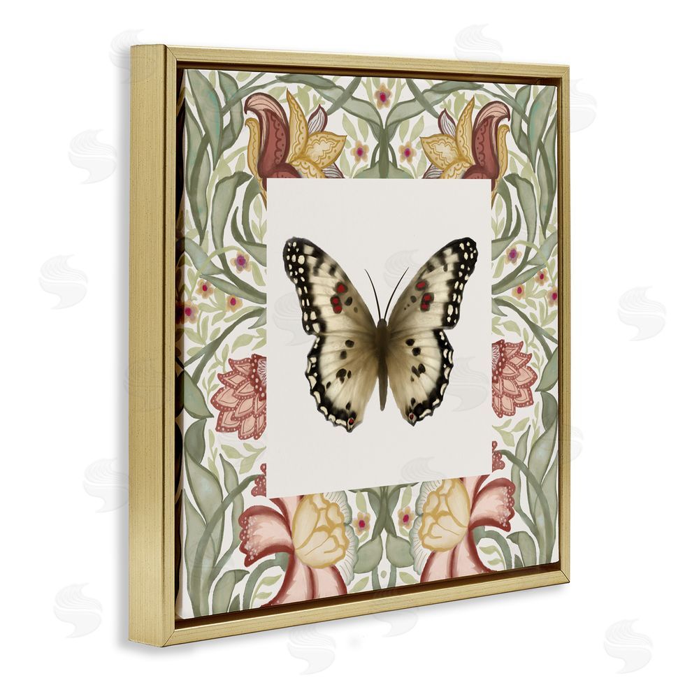 Elizabeth Medley Warm Toned Baroque Butterfly Gold Floating Frame Canvas Wall Art Print