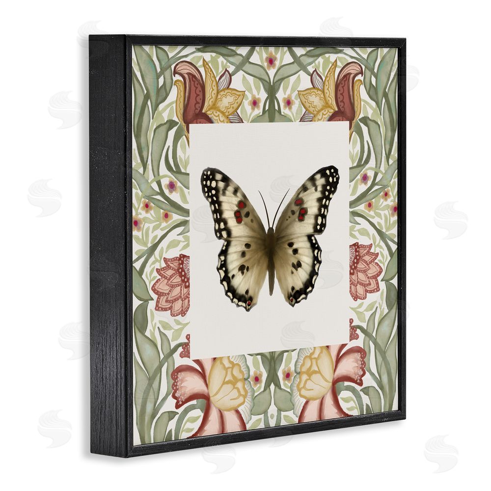 Elizabeth Medley Warm Toned Baroque Butterfly Black Framed Giclee Wall Art Print