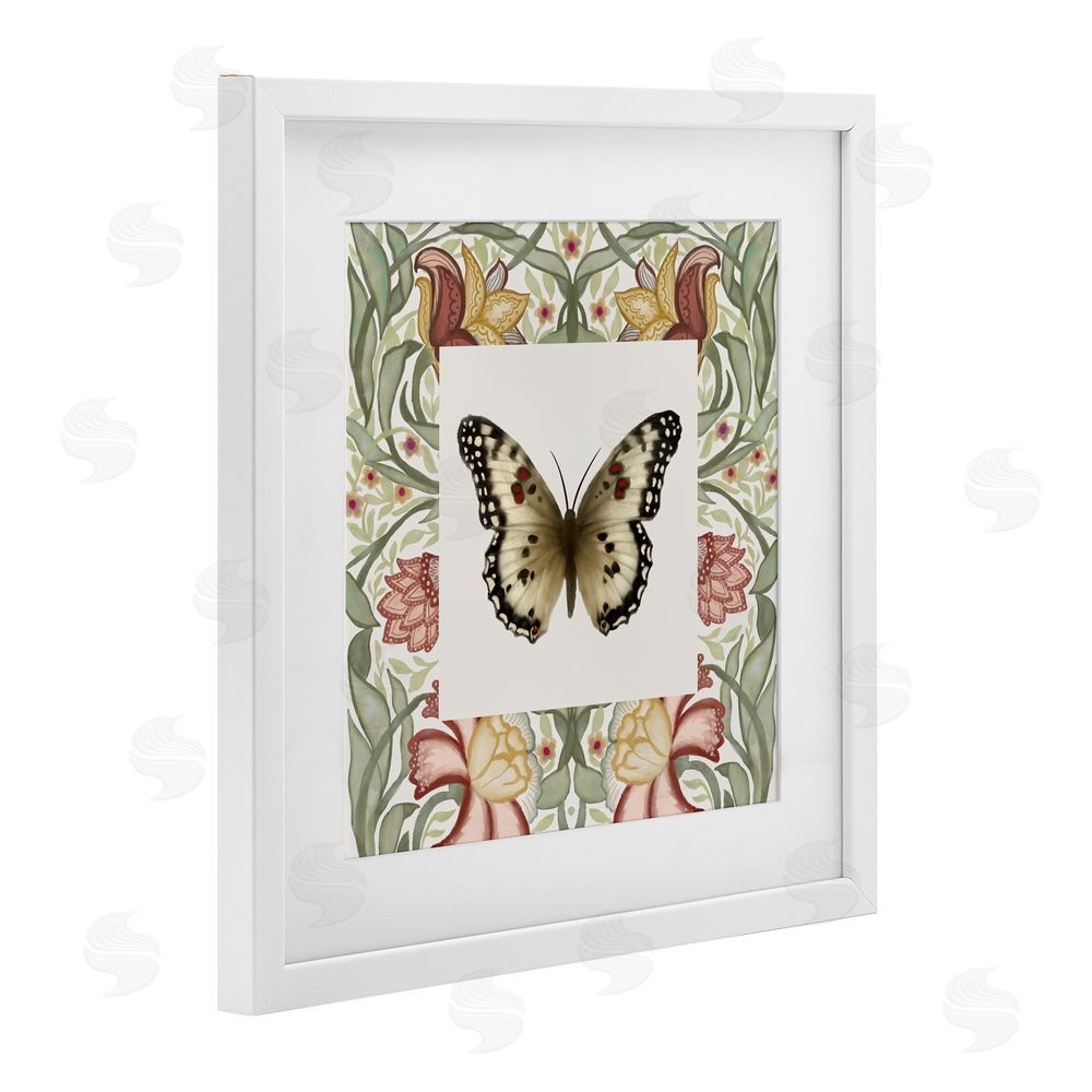 Elizabeth Medley Warm Toned Baroque Butterfly White Framed Print Under Glass Wall Art