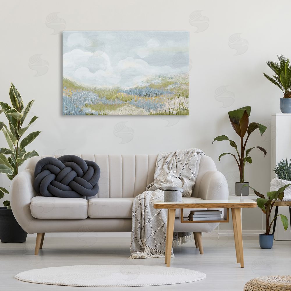Sundance Graphics Blue Floral Meadow Canvas Wall Art Print in Room