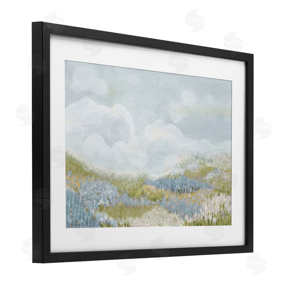 Sundance Graphics Blue Floral Meadow Black Framed Print Under Glass Wall Art
