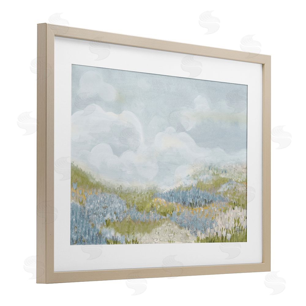 Sundance Graphics Blue Floral Meadow Birch Framed Print Under Glass Wall Art