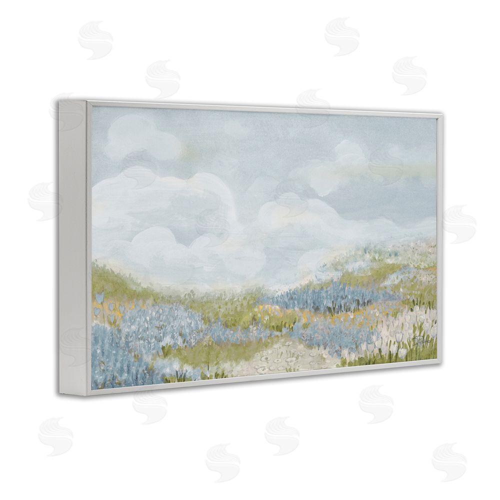 Sundance Graphics Blue Floral Meadow White Framed Giclee Wall Art Print