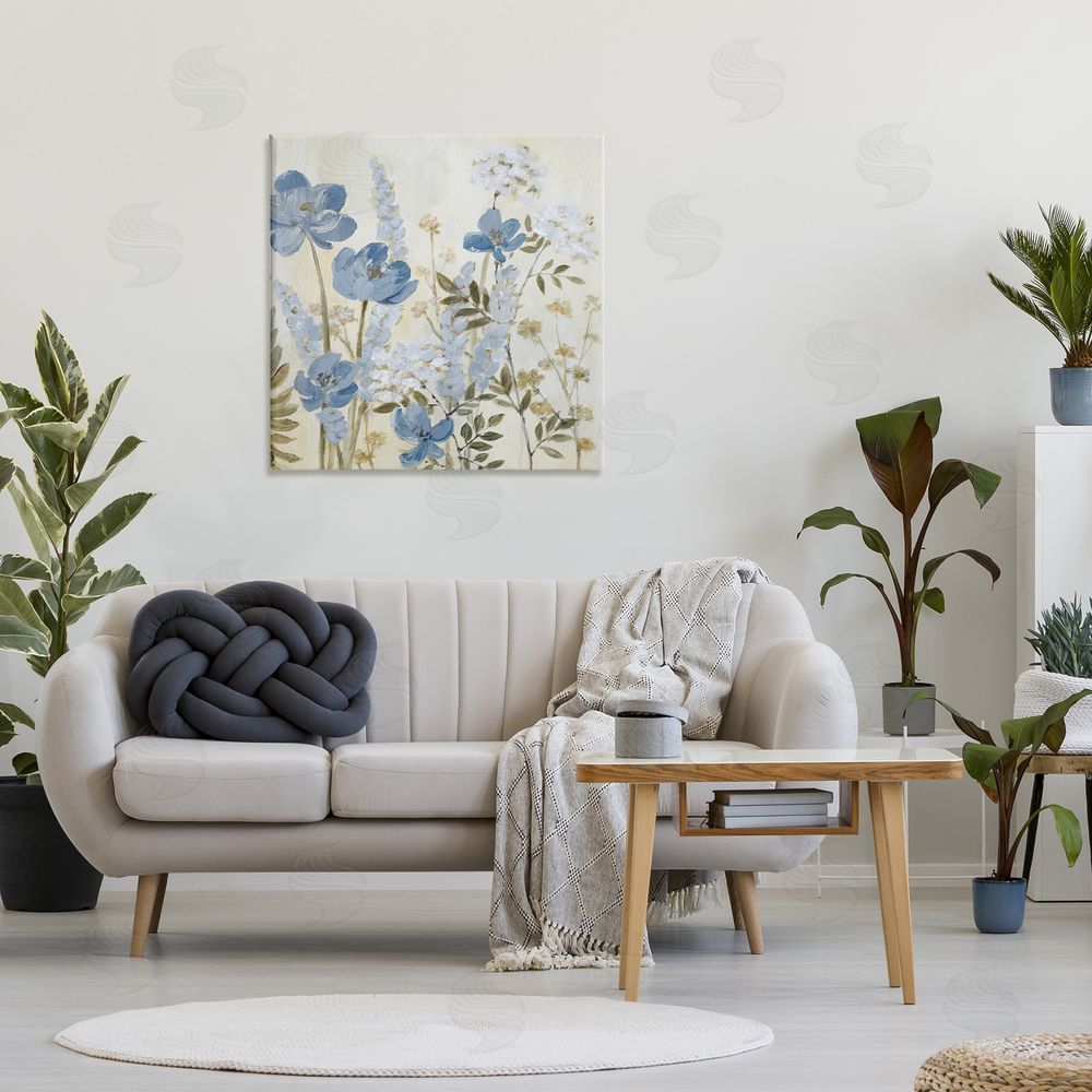 Lanie Loreth Peace In The Blue Garden Stretched Canvas Wall Art in Room