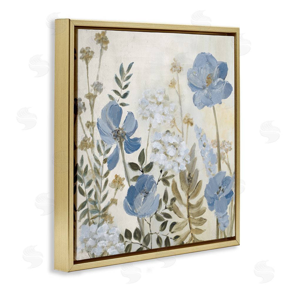 Lanie Loreth Peaceful Blue Iris Garden Gold Floating Frame Canvas Wall Art Print