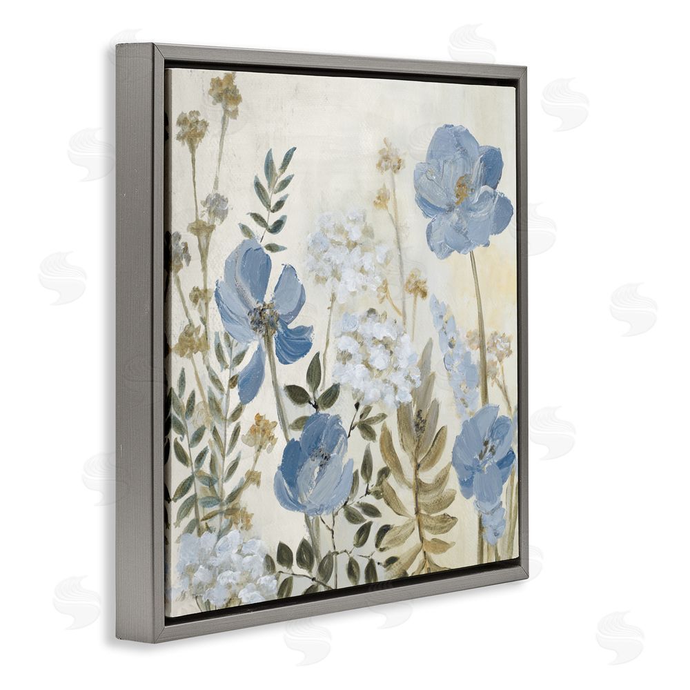 Lanie Loreth Peaceful Blue Iris Garden Gray Floating Frame Canvas Wall Art Print