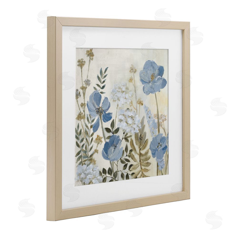 Lanie Loreth Peaceful Blue Iris Garden Birch Framed Print Under Glass Wall Art
