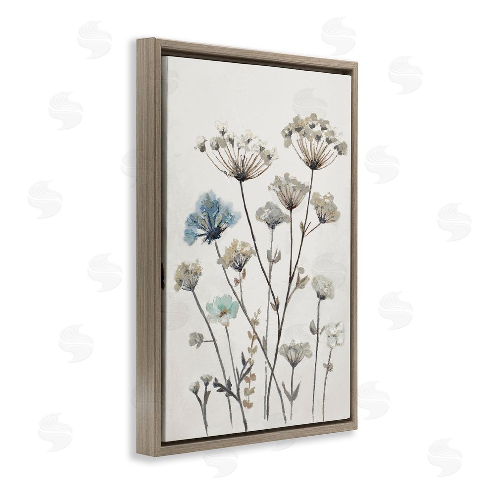 Patricia Pinto Neutral Jardin Azul Brown Floating Frame Canvas Wall Art Print